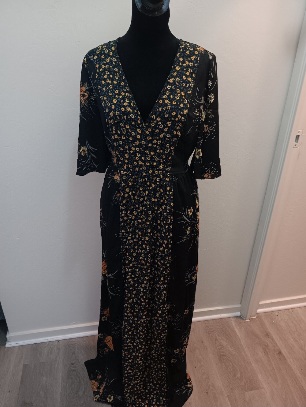 Band of Gypsies Black Maxi Dress with Subtle Print